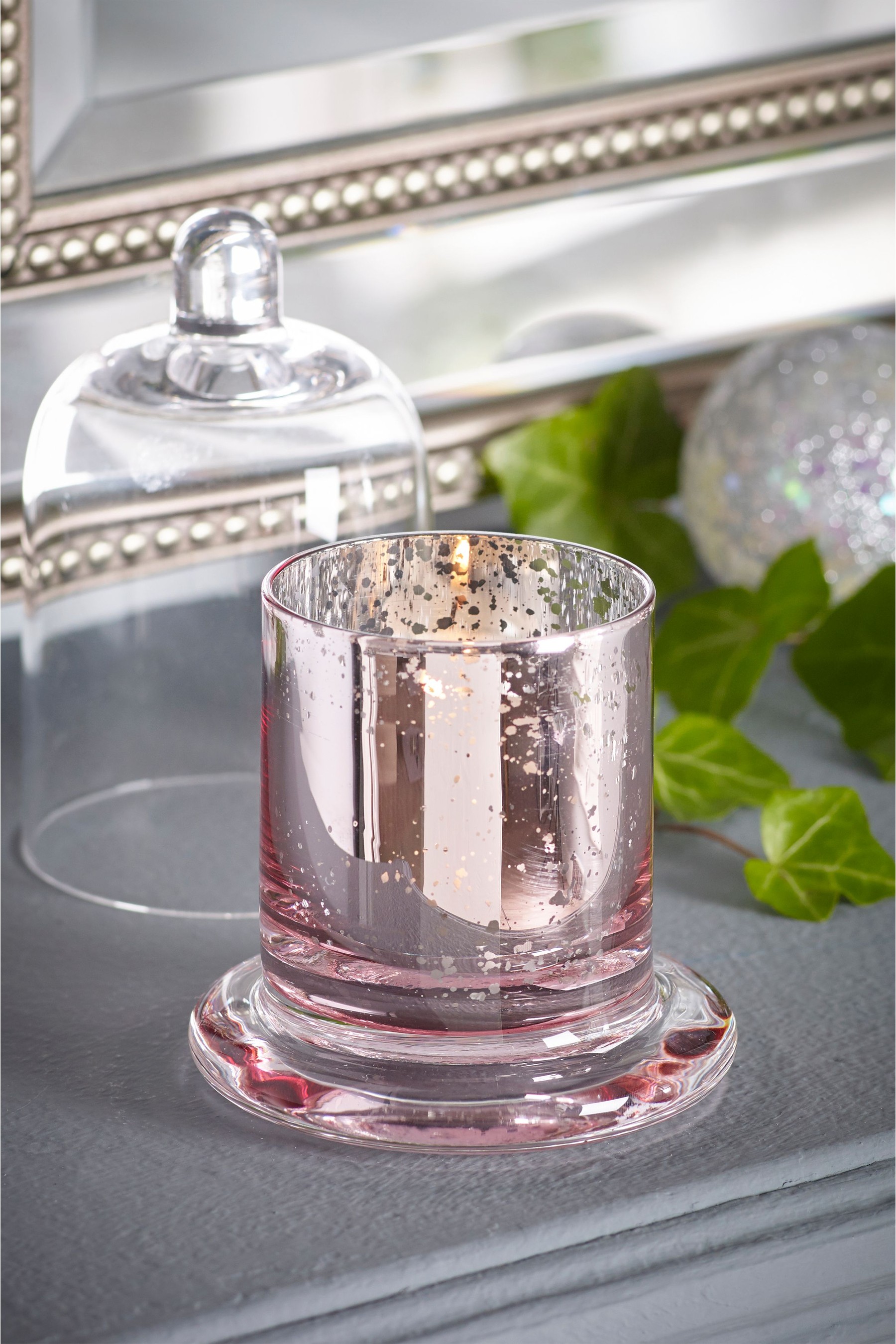 Mescente Luxury Silver Domed Cover Suport pentru lumânări parfumate Dom din sticlă Borcane