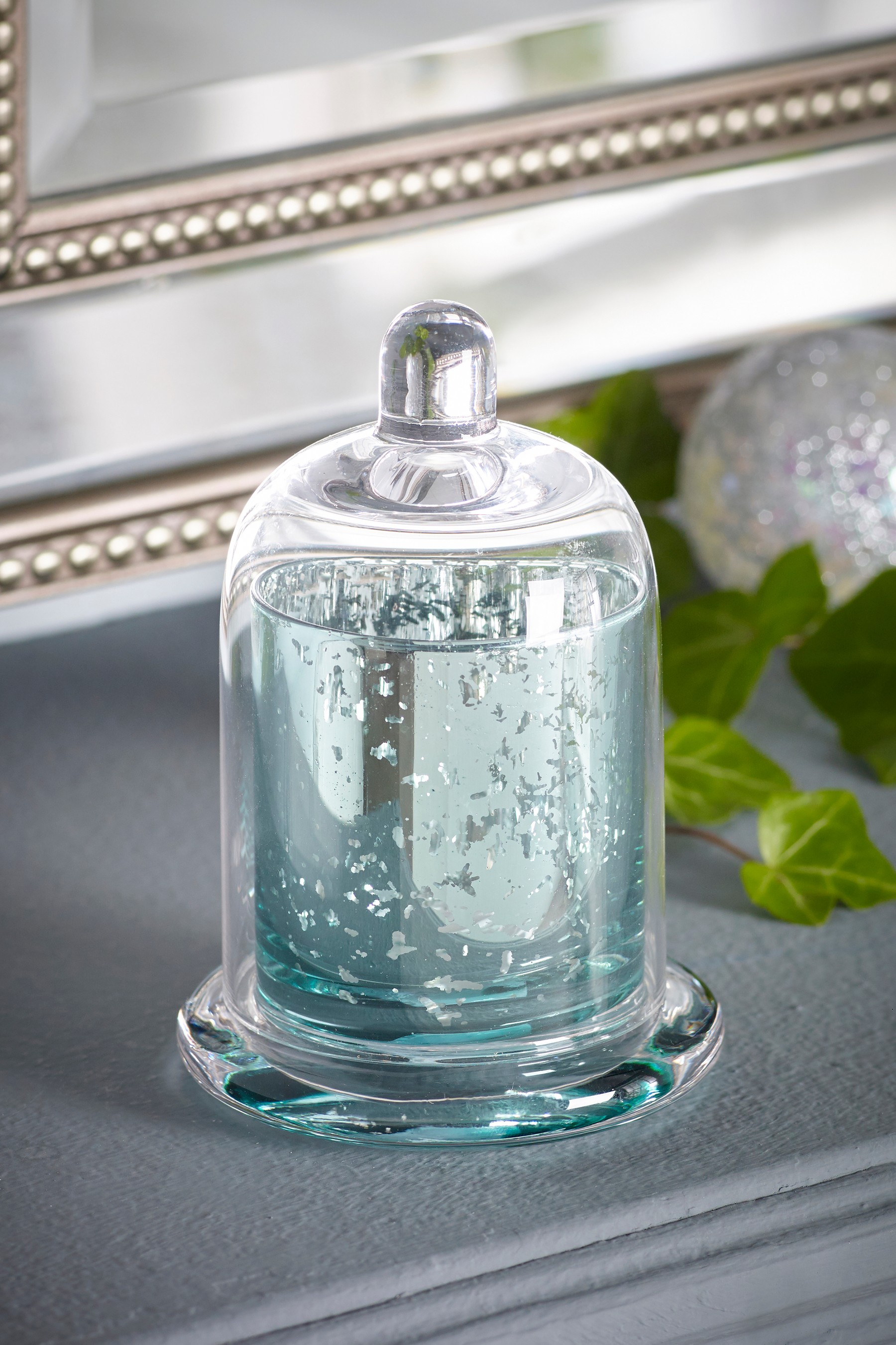 Mescente Luxury Silver Domed Cover Suport pentru lumânări parfumate Dom din sticlă Borcane