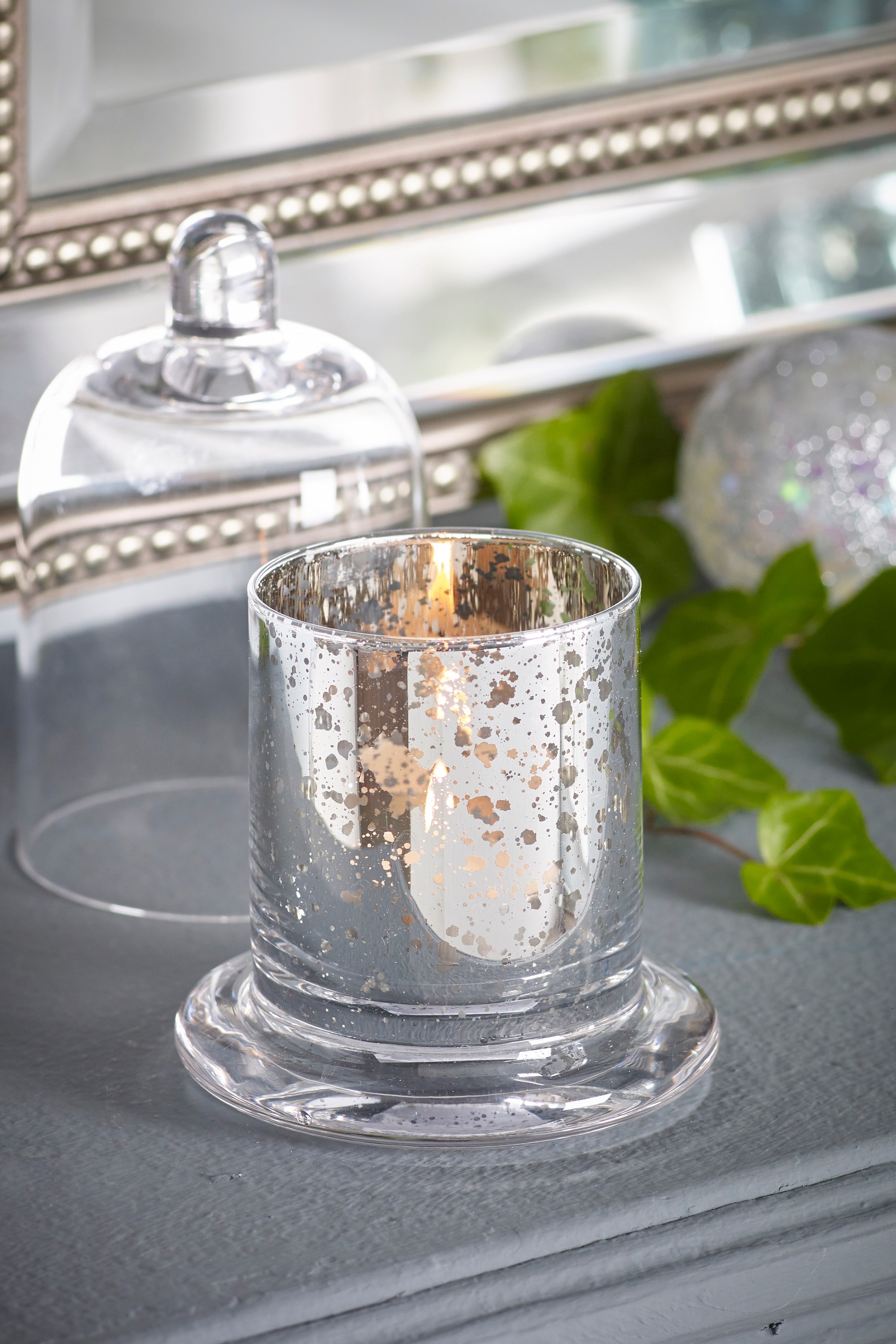 Mescente Luxury Silver Domed Cover Suport pentru lumânări parfumate Dom din sticlă Borcane