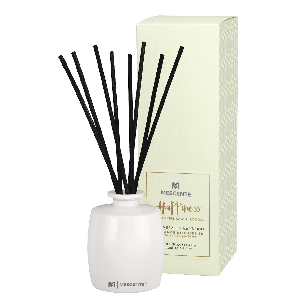 M&Scent Sticlă mare de sticlă Home Essentials Set cadou cu difuzor de trestie de aromă cu bețișoare de ratan
