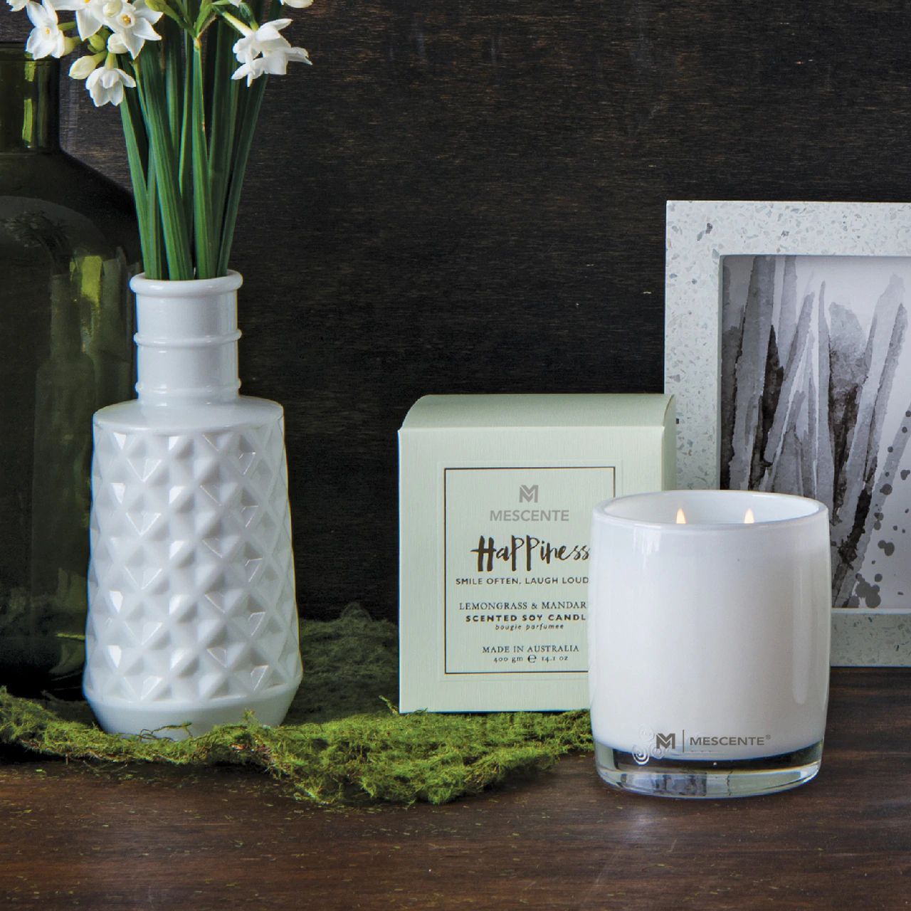M&Scent Sticlă mare de sticlă Home Essentials Set cadou cu difuzor de trestie de aromă cu bețișoare de ratan