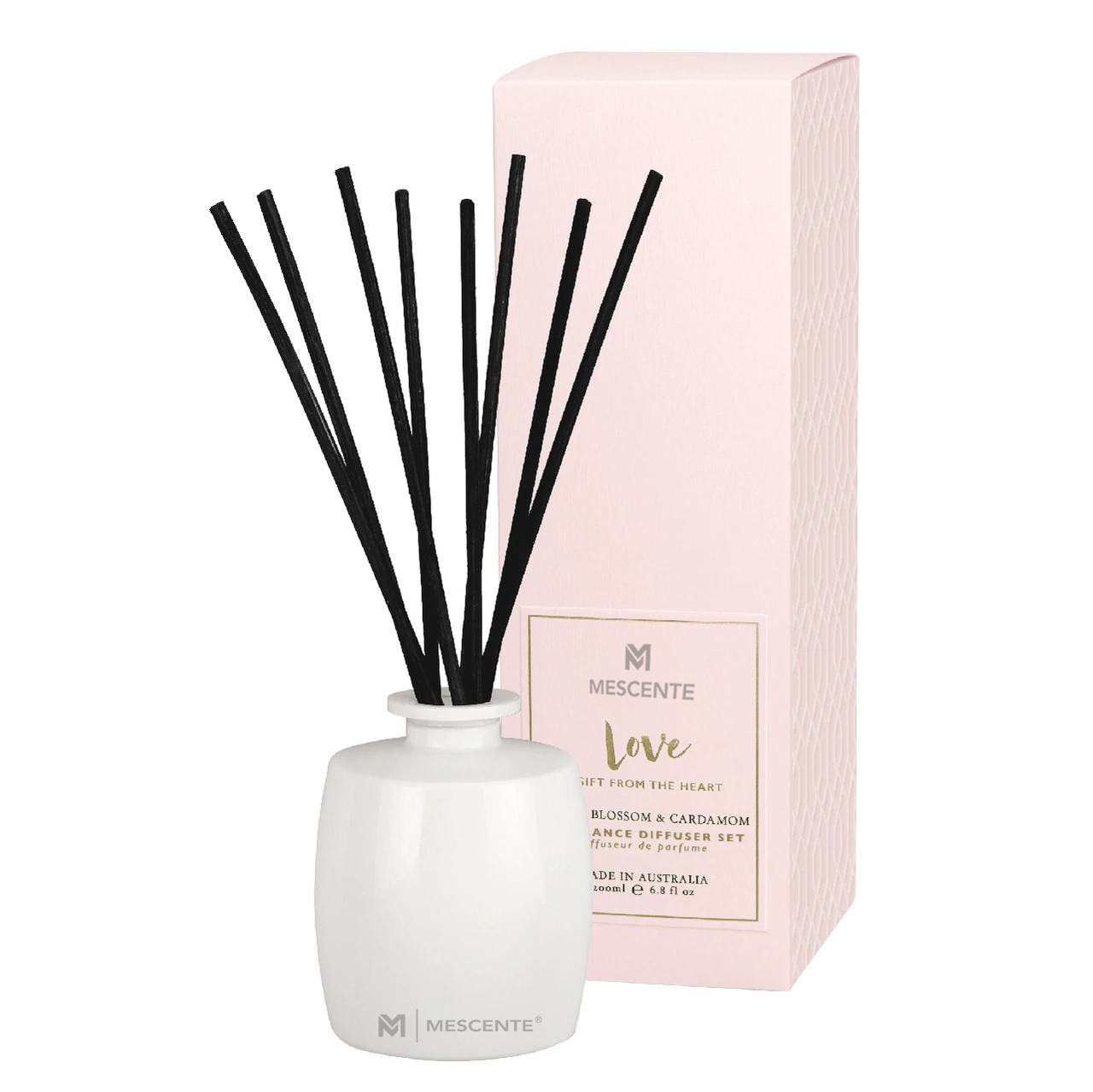 M&Scent Sticlă mare de sticlă Home Essentials Set cadou cu difuzor de trestie de aromă cu bețișoare de ratan