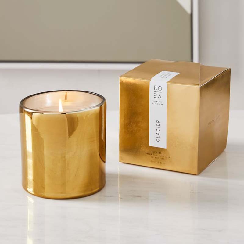 Set cadou de decorare cu lumânări de ceară de soia, cu semnătura cu imprimarea aurie personalizată de lux Amazon