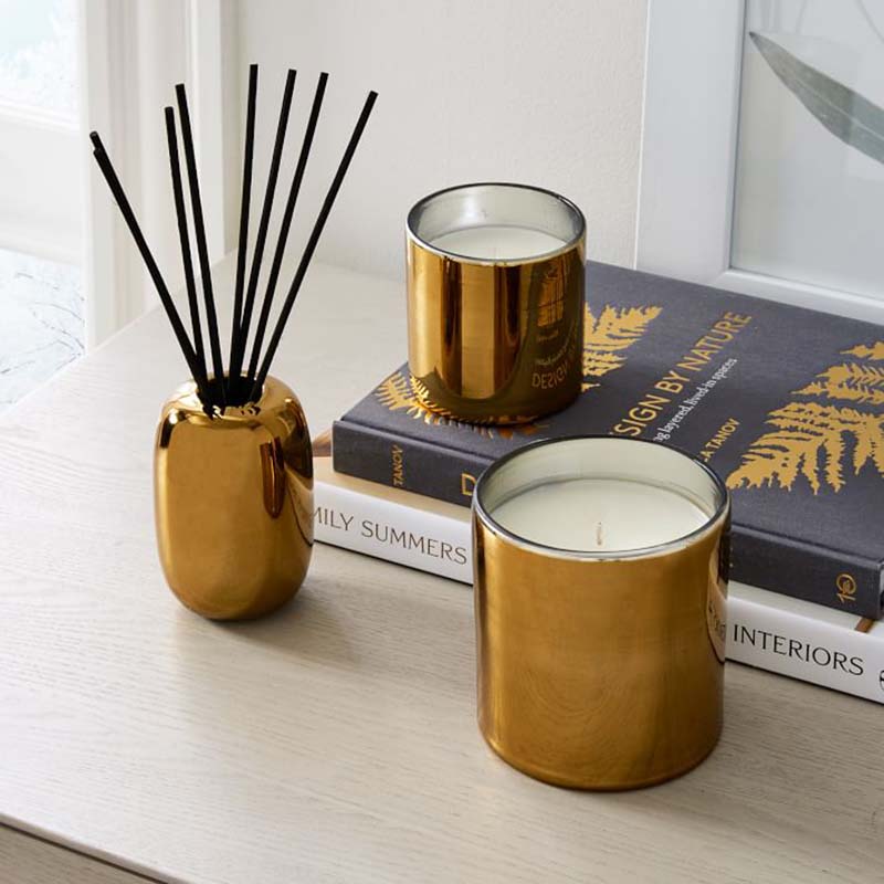 Set cadou de decorare cu lumânări de ceară de soia, cu semnătura cu imprimarea aurie personalizată de lux Amazon
