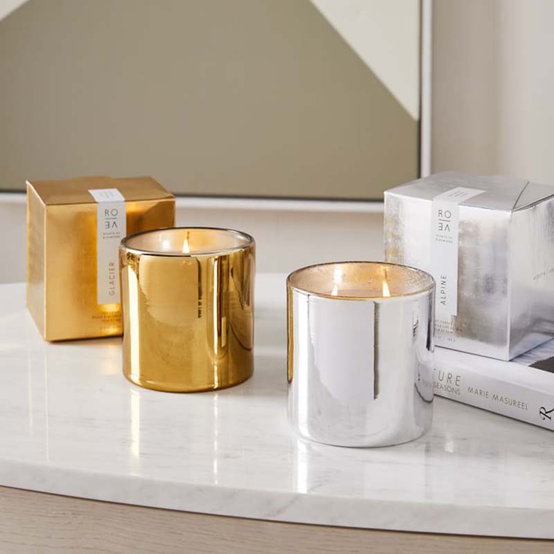 Set cadou de decorare cu lumânări de ceară de soia, cu semnătura cu imprimarea aurie personalizată de lux Amazon