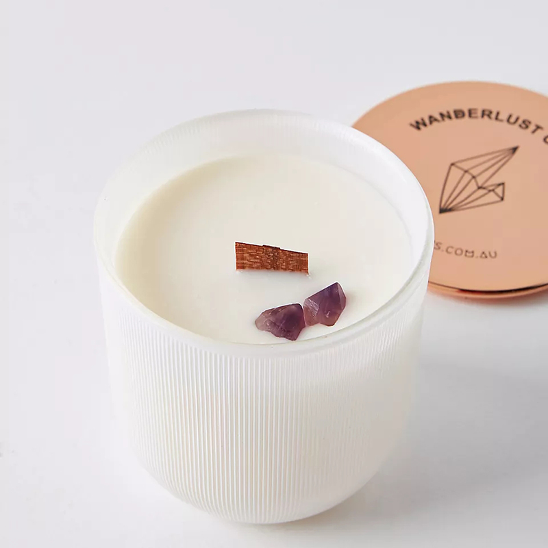 Lumânări de ceară de soia parfumate de marmură de lux, cu sigla strălucitoare, cu cristale infuzate, Chakra, aromaterapie