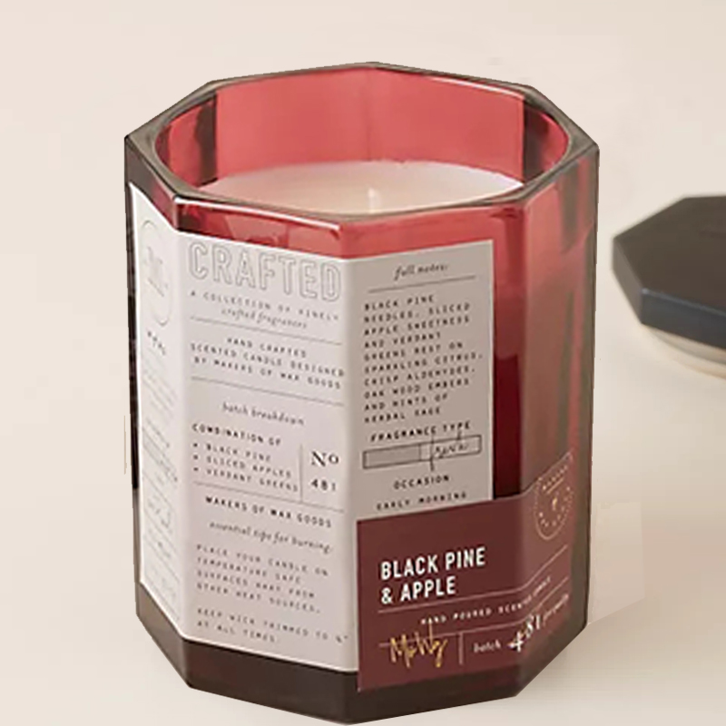 M&Scent Capac din lemn de lux personalizat, fitil de bumbac, vas de sticlă, amestec de ceară de soia, lumina din sticlă de toamnă.