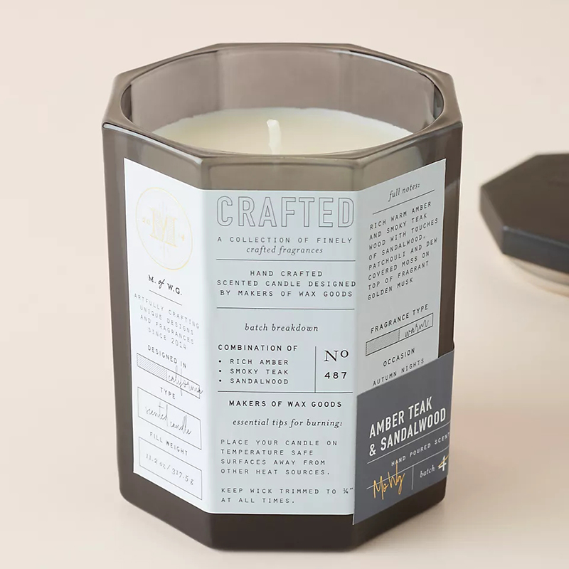 M&Scent Capac din lemn de lux personalizat, fitil de bumbac, vas de sticlă, amestec de ceară de soia, lumina din sticlă de toamnă.