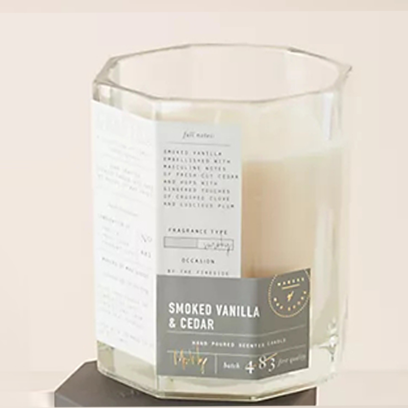 M&Scent Capac din lemn de lux personalizat, fitil de bumbac, vas de sticlă, amestec de ceară de soia, lumina din sticlă de toamnă.