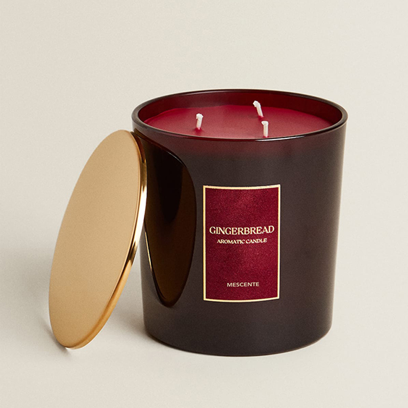 M&Scent Lumânări personalizate de lux cu 3 fitiluri Lumânare parfumată din sticlă neagră mată cu etichetă privată personalizată.