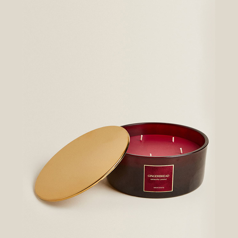 M&Scent Lumânări personalizate de lux cu 3 fitiluri Lumânare parfumată din sticlă neagră mată cu etichetă privată personalizată.
