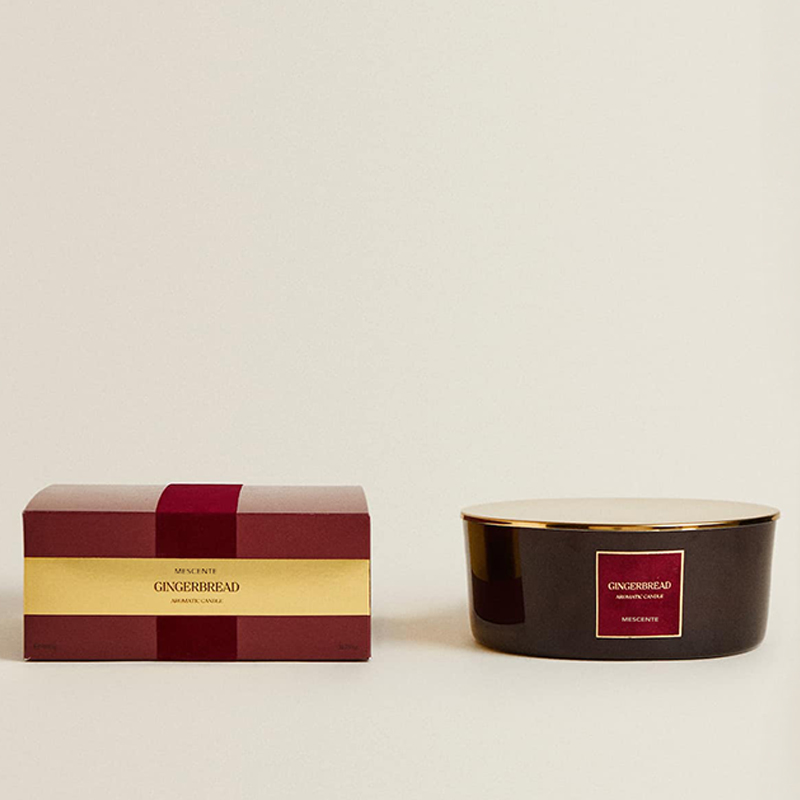 M&Scent Lumânări personalizate de lux cu 3 fitiluri Lumânare parfumată din sticlă neagră mată cu etichetă privată personalizată.