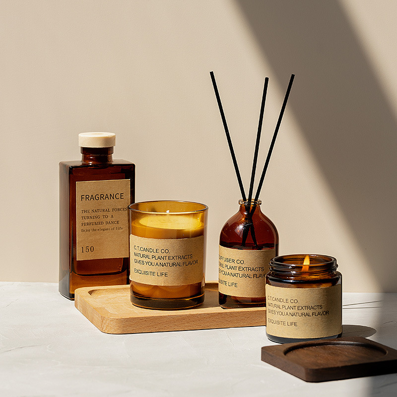 Set de difuzor de stuf și lumânări parfumate M&Scent cu decor de lux, cu ambalaj