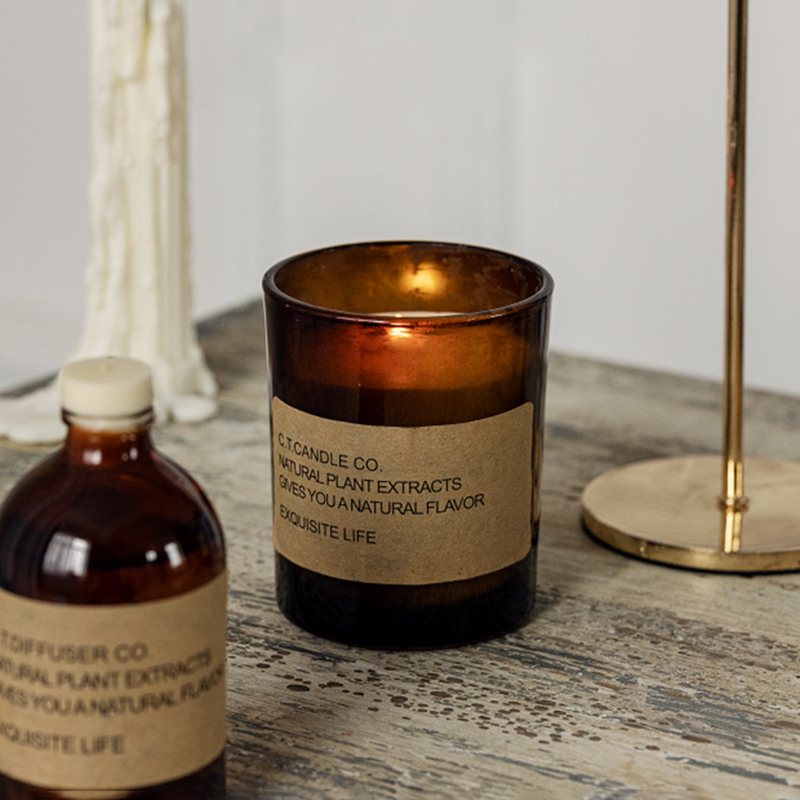 Set de difuzor de stuf și lumânări parfumate M&Scent cu decor de lux, cu ambalaj