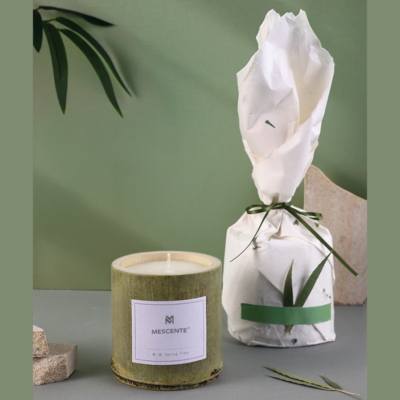 Suport de lumânare din lemn de lux M&Scent, lumânări private label parfumate cu cutie