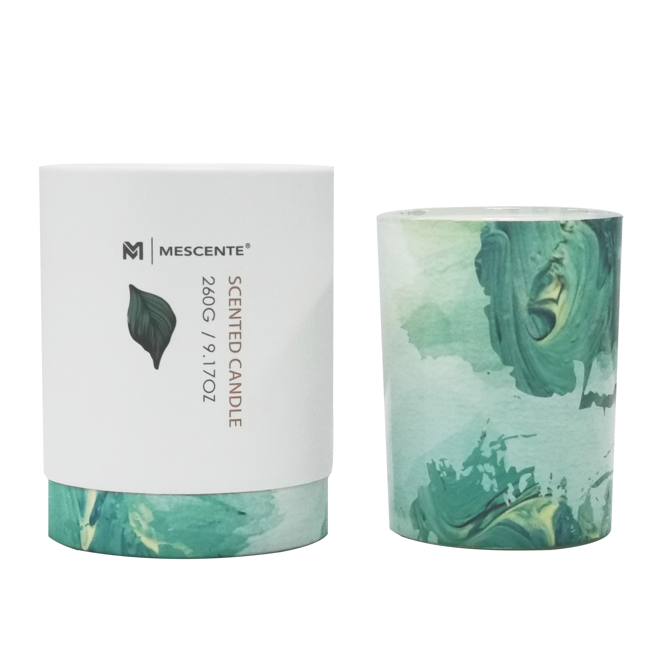 Lumânare de palmier cu borcan de sticlă verde cu etichetă privată angro M&Scent, lumânări spirituale