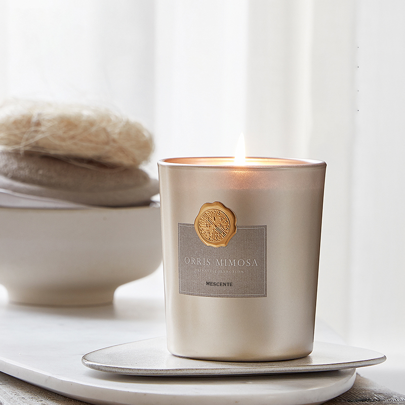 Borcane de sticlă decorative cu etichetă proprie personalizate de lux M&Scent, luminare de ceară de soia