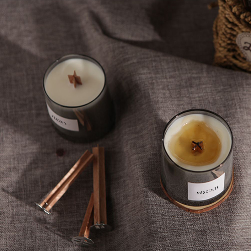 Borcane de sticlă de lux M&Scent, fitiluri din lemn de cristal, lumânare de ceară de soie parfumată, lumânări de nuntă.