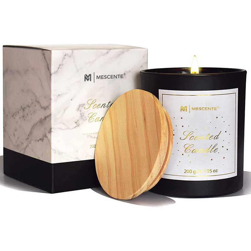 M&Scent Logo personalizat Mini sticla rotunda din sticla de cristal Lumanari parfumate cu ceara de soia, cafea puternica, cu cutie in vrac