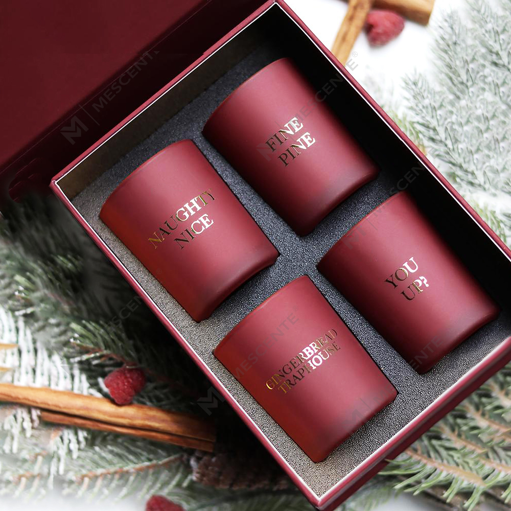 Set cadou de 4 lumânări parfumate cu etichetă privată de lux M&Scent