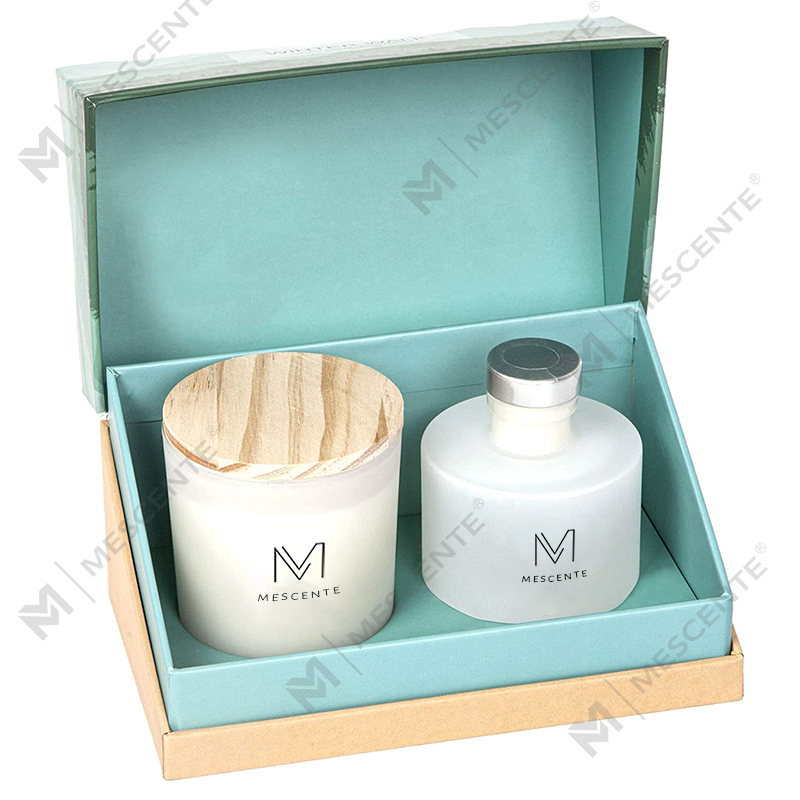M&Scent, lux personalizat, etichetă privată, decor de toamnă, lumânări parfumate de soia, set cadou cu difuzor de trestie