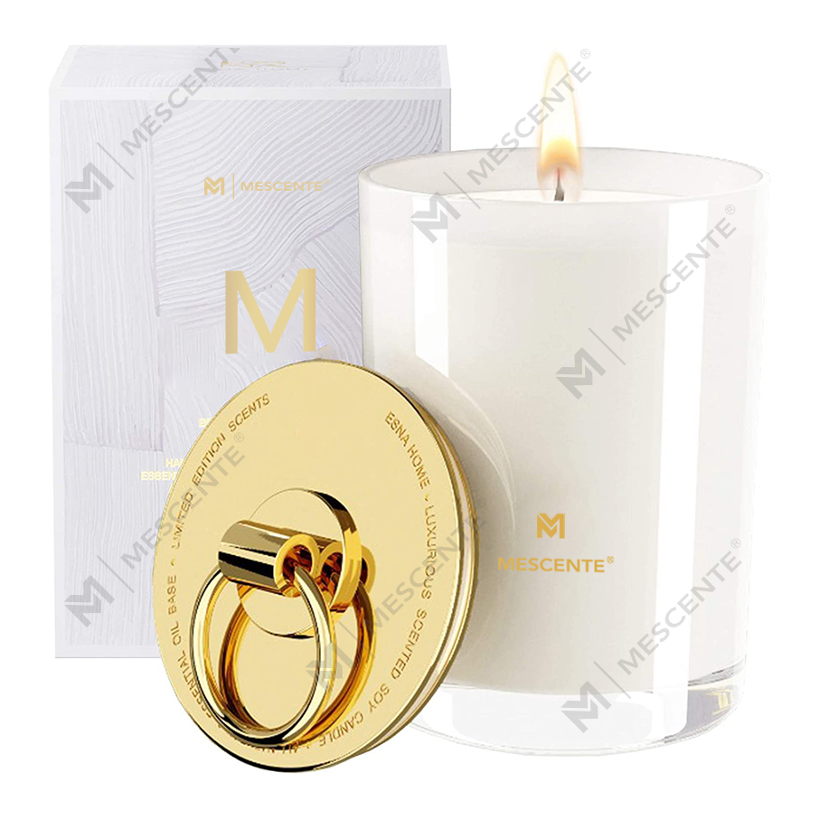 M&Scent Luxury White Soy Wax Logo Lumanari parfumate de nunta personalizate, Lumanare personalizata de tabara