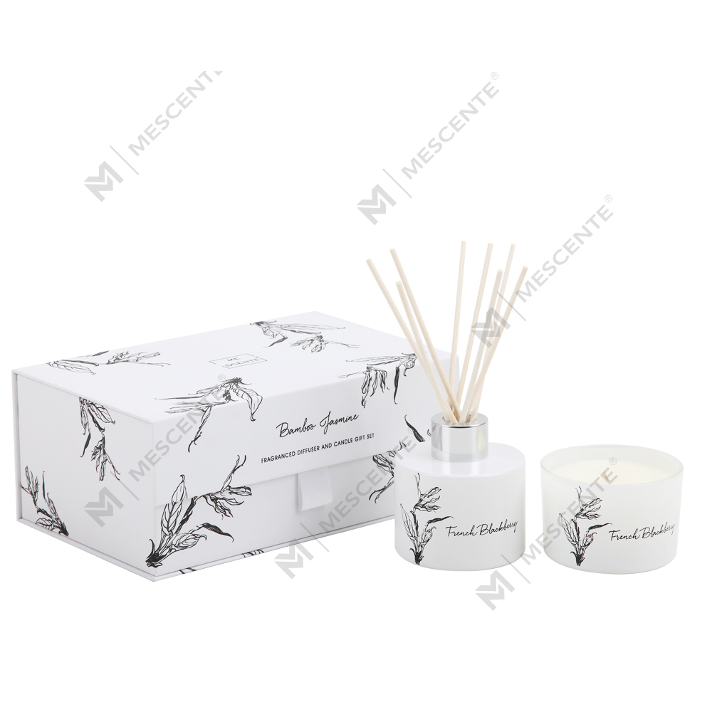 Set de cadou pentru difuzor de trestie de aromă cu etichetă privată de lux Mescente en-gros și lumânări parfumate