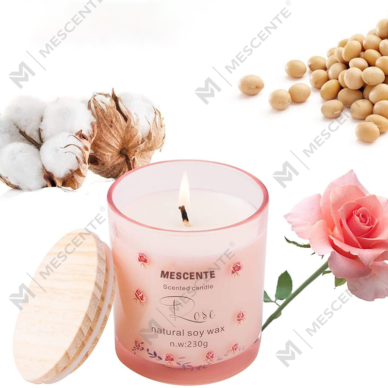 Suport de sticlă de lux realizat manual M&Scent, din ceramică spirituală, lumânare parfumată de vanilie cu cristale