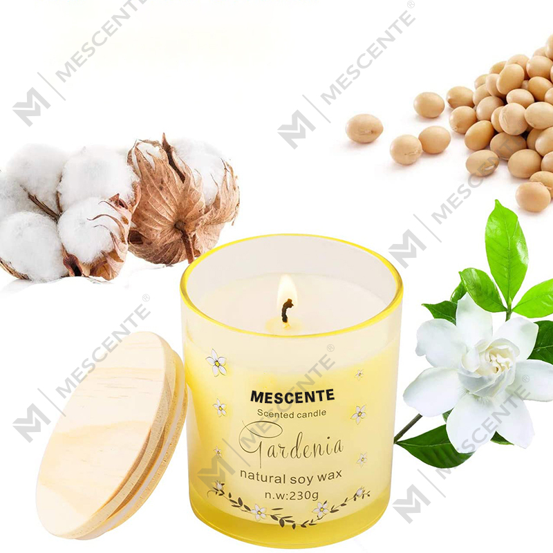 Suport de sticlă de lux realizat manual M&Scent, din ceramică spirituală, lumânare parfumată de vanilie cu cristale