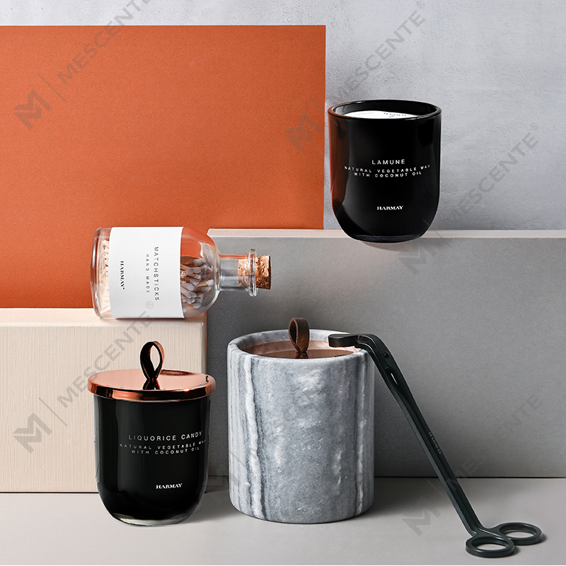 M&Scent Wholesale Lumanari de ceara de soia parfumate cu cristal de sticla neagra cu eticheta privata