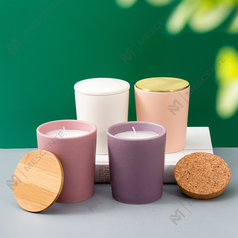 Borcane din ceramică personalizate de lux, cu etichetă privată Citta, lumânări parfumate de ceară de soia cu flori uscate