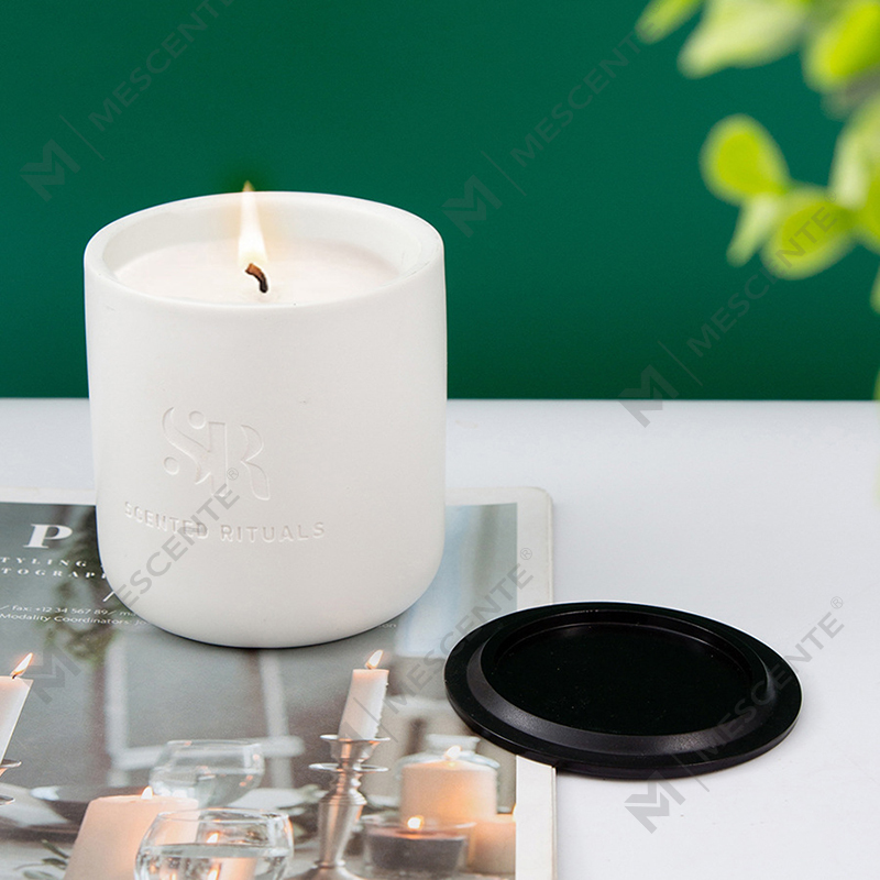 M&S scent Logo personalizat Borcane ieftine din ceramică cu capace din lemn Lumânări, lumânări de lux din ceară de cocos