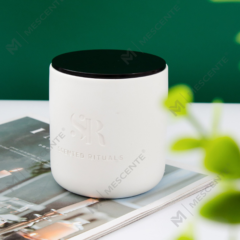 M&S scent Logo personalizat Borcane ieftine din ceramică cu capace din lemn Lumânări, lumânări de lux din ceară de cocos