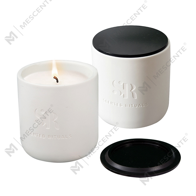 M&S scent Logo personalizat Borcane ieftine din ceramică cu capace din lemn Lumânări, lumânări de lux din ceară de cocos