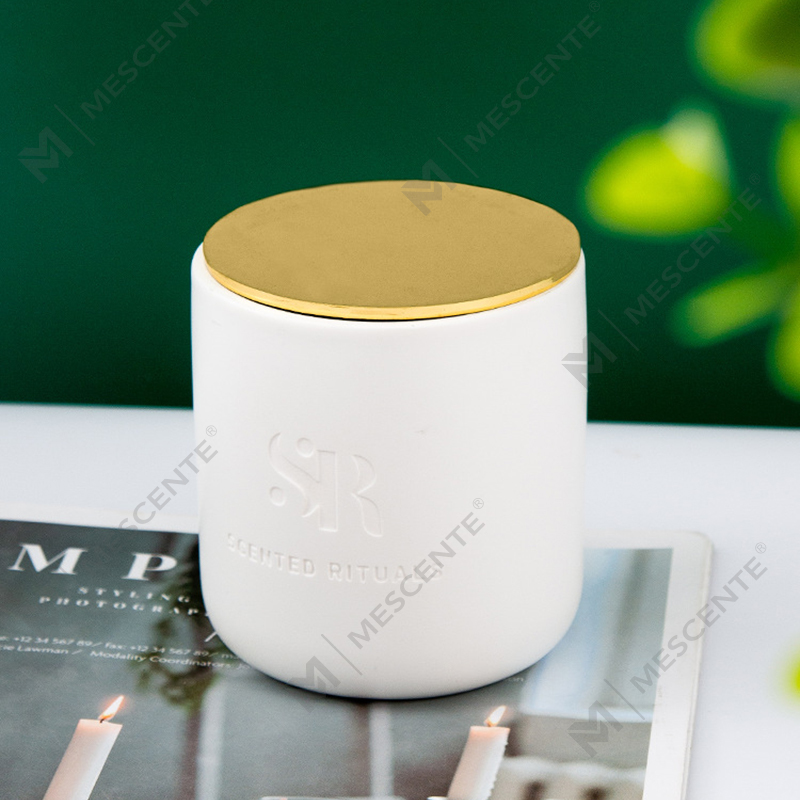 M&S scent Logo personalizat Borcane ieftine din ceramică cu capace din lemn Lumânări, lumânări de lux din ceară de cocos