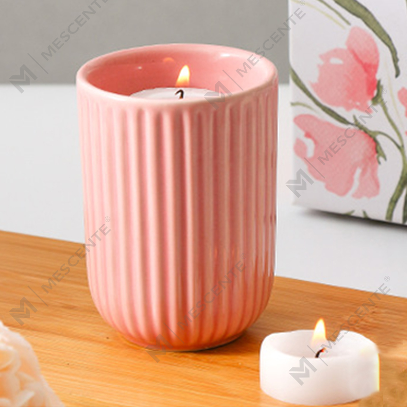 Lumânări parfumate din ceară de soia din ceramică colorată cu etichetă privată, personalizate de lux, în vrac
