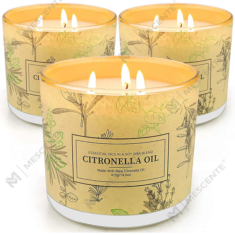 Seturi de lumânări cu ulei de citronella cu aromaterapie cu 3 fitiluri de lungă durată pentru casă, grădină, terasă, balcon
