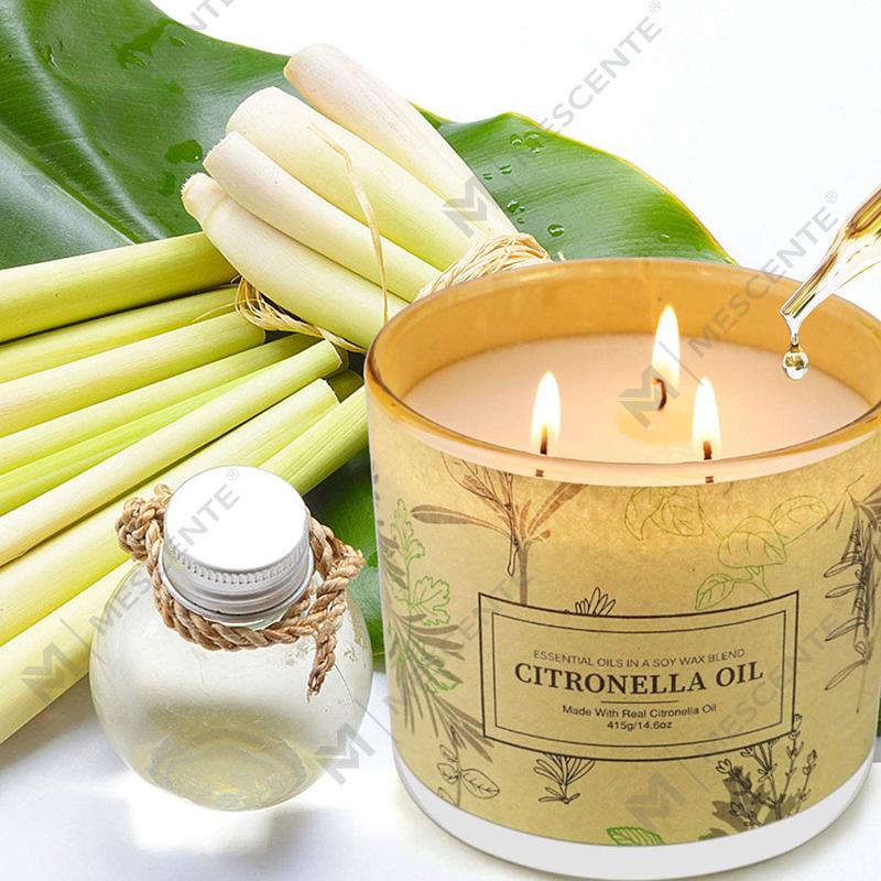 Seturi de lumânări cu ulei de citronella cu aromaterapie cu 3 fitiluri de lungă durată pentru casă, grădină, terasă, balcon