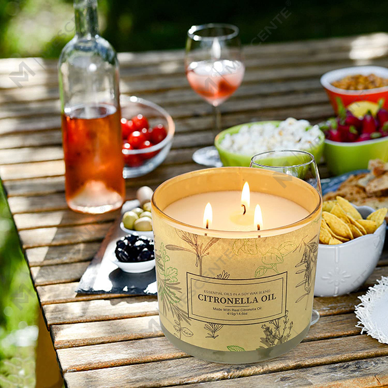 Seturi de lumânări cu ulei de citronella cu aromaterapie cu 3 fitiluri de lungă durată pentru casă, grădină, terasă, balcon