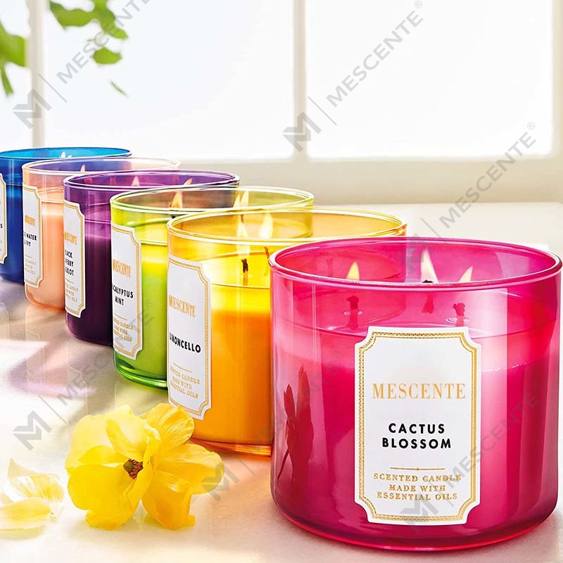 M&Scent Lumânare din ceară de soia, cu 3 fitiluri, cu parfum de iasomie naturală, realizată manual, cadou, lumânări de cristal pentru aromaterapie cu etichetă privată