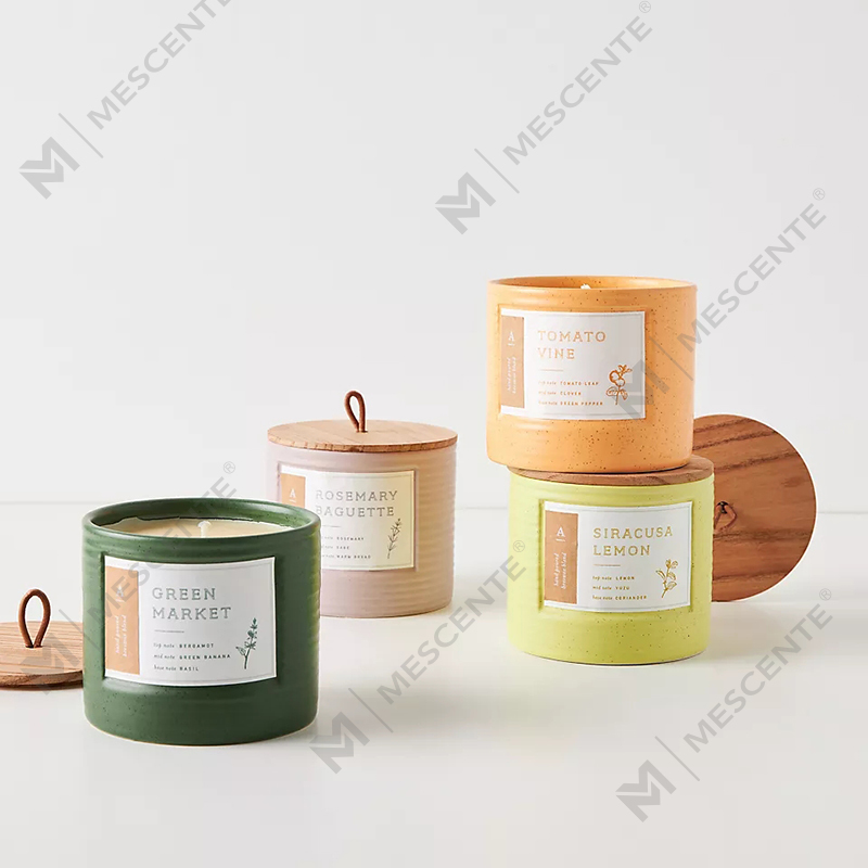 Borcane din ceramică colorate cu etichetă privată M&Scent Lumânări elegante cu ceară de soia