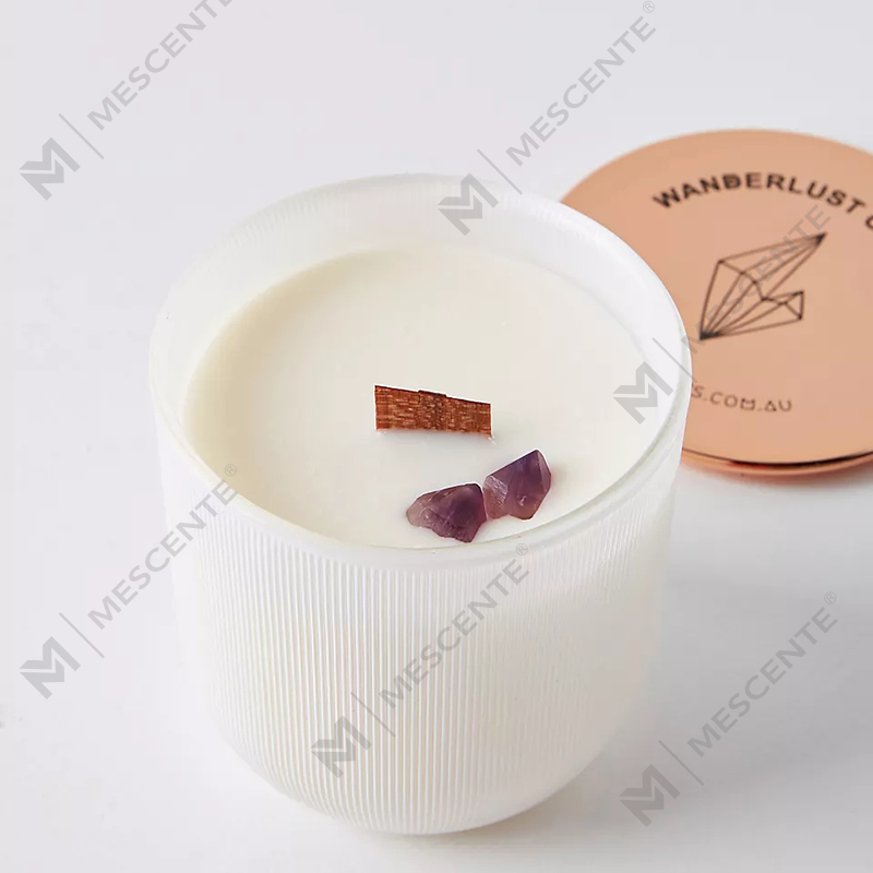 Lumânări de ceară de soia parfumate de marmură de lux, cu logo strălucitor, cu cristale infuzate, chakra, aromaterapie