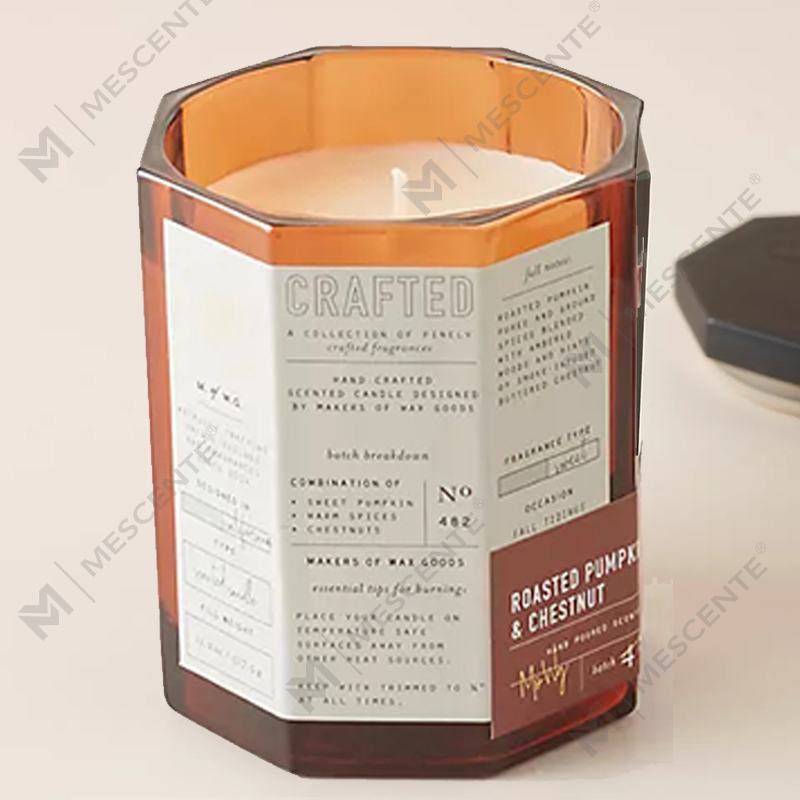 M&Scent Capac din lemn de lux personalizat, fitil de bumbac, vas de sticlă, amestec de ceară de soia, lumânare din sticlă de toamnă.