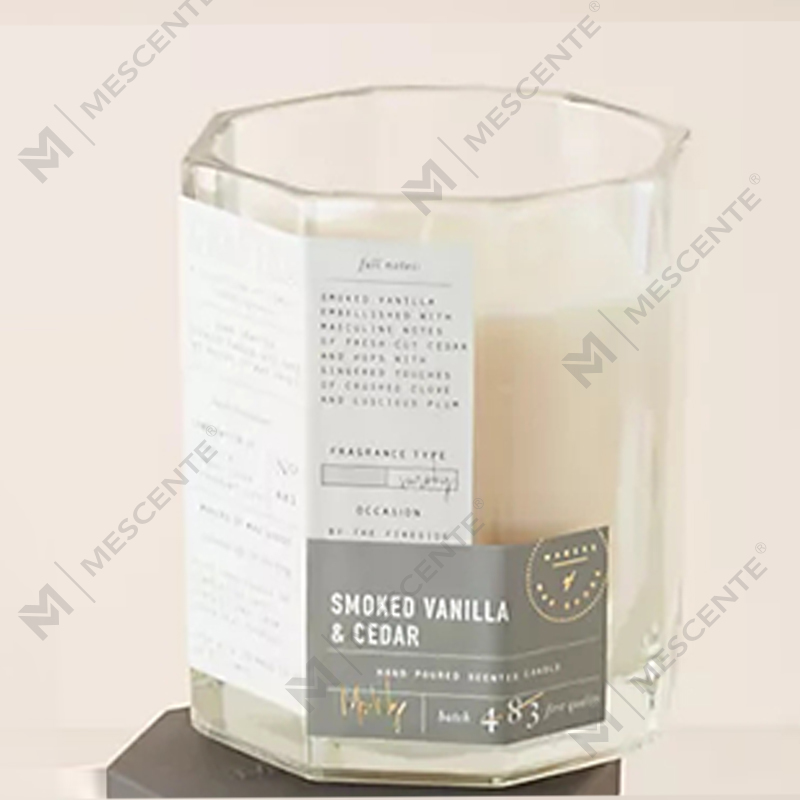 M&Scent Capac din lemn de lux personalizat, fitil de bumbac, vas de sticlă, amestec de ceară de soia, lumânare din sticlă de toamnă.