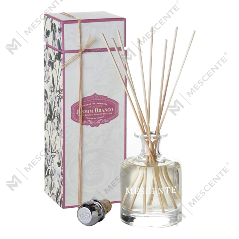 Sticle de primăvară de lux de 400 ml, ecologice, roz, piele gri ciment, miros de magnolie, bețișoare de flori, difuzor de stuf